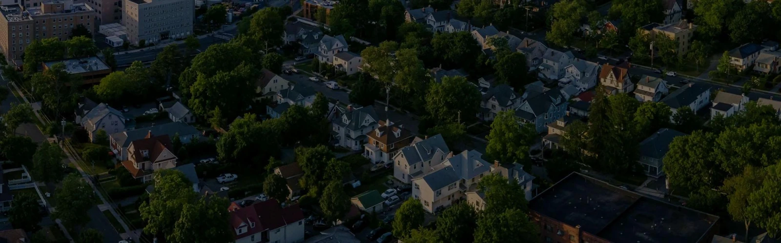 Aerial view of a Long Island residential neighborhood