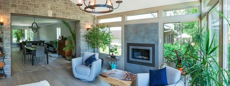 Sun-filled room framed by energy-efficient EcoView windows